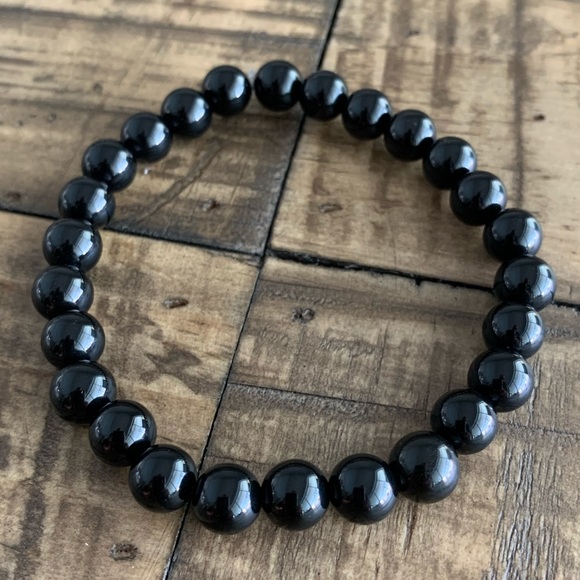 8mm Black Onyx Chakra Bead Stretch Bracelet - Picture 2 of 8